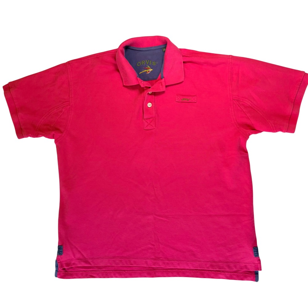 Orvis‎ Signature Short Sleeved Polo Pink Mens XL Heavyweight Cotton